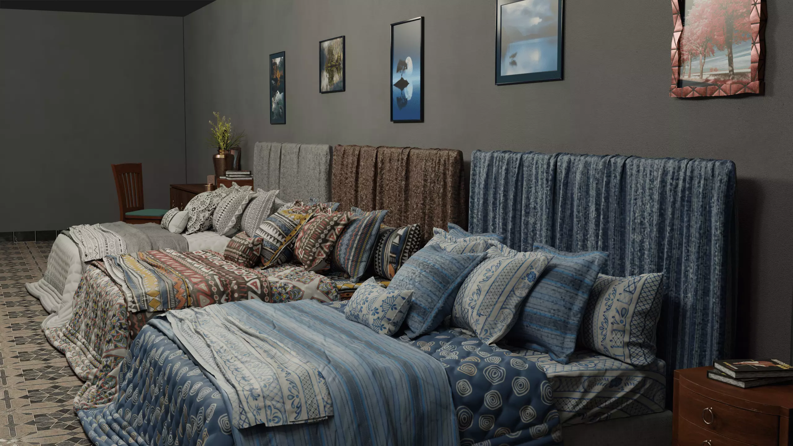 Modern Bed Collection 3D model