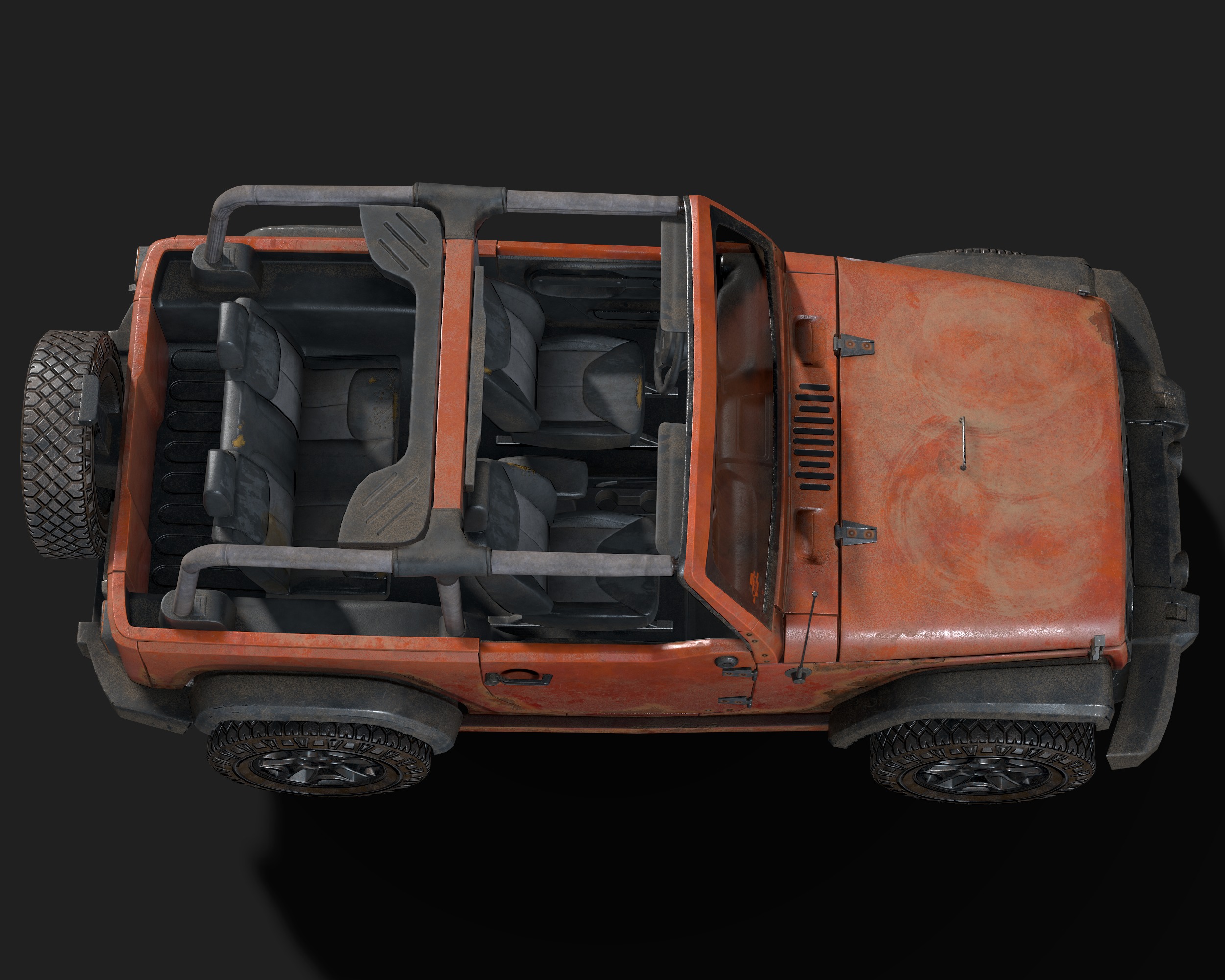 Jeep Wrangler red game ready model Low-poly 3D model_13