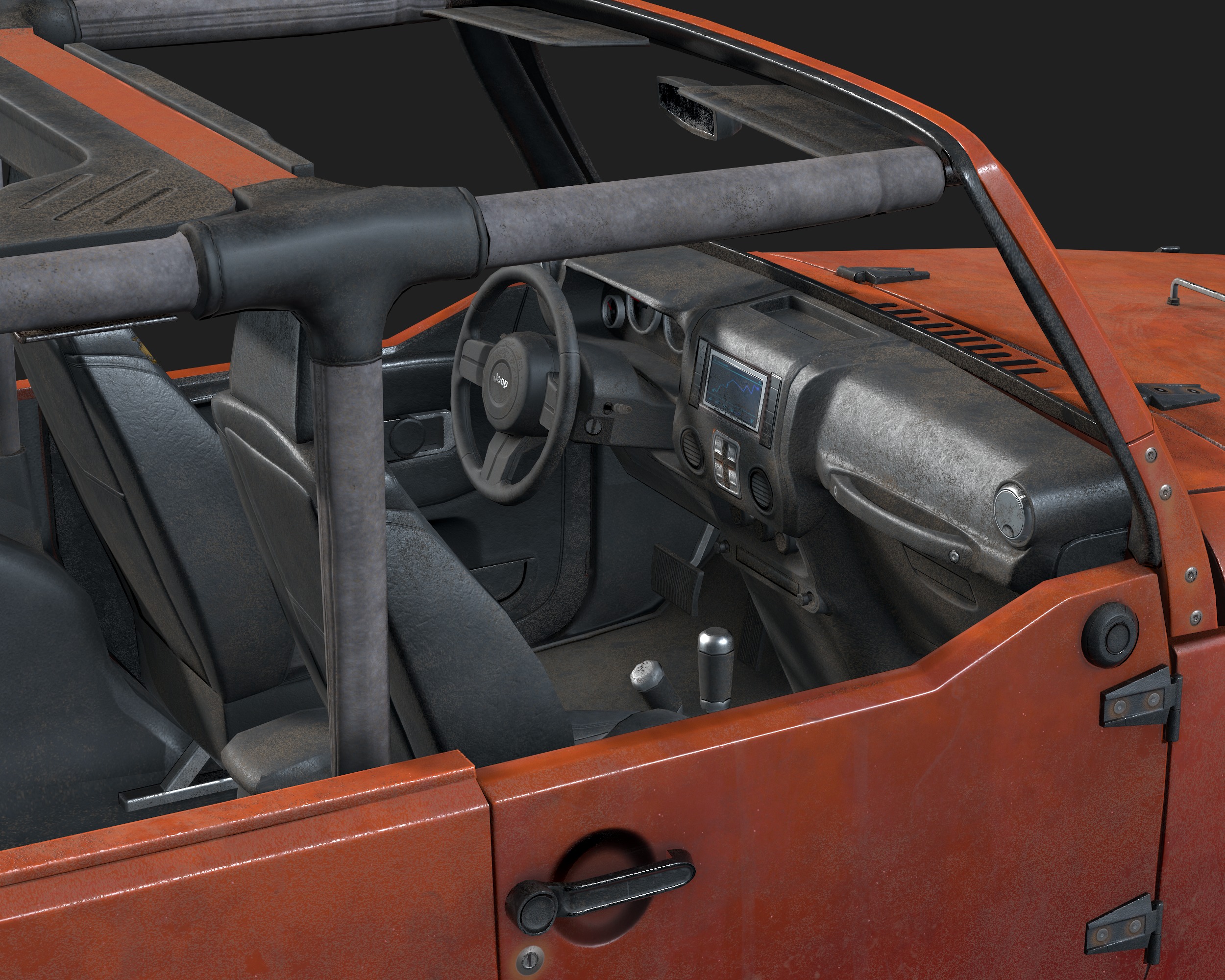 Jeep Wrangler red game ready model Low-poly 3D model_9