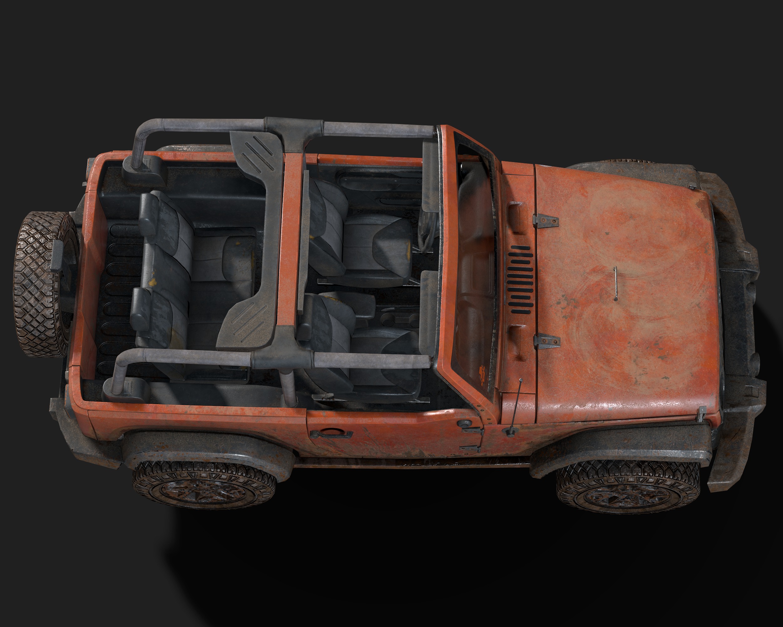 Jeep Wrangler red game ready model Low-poly 3D model_19