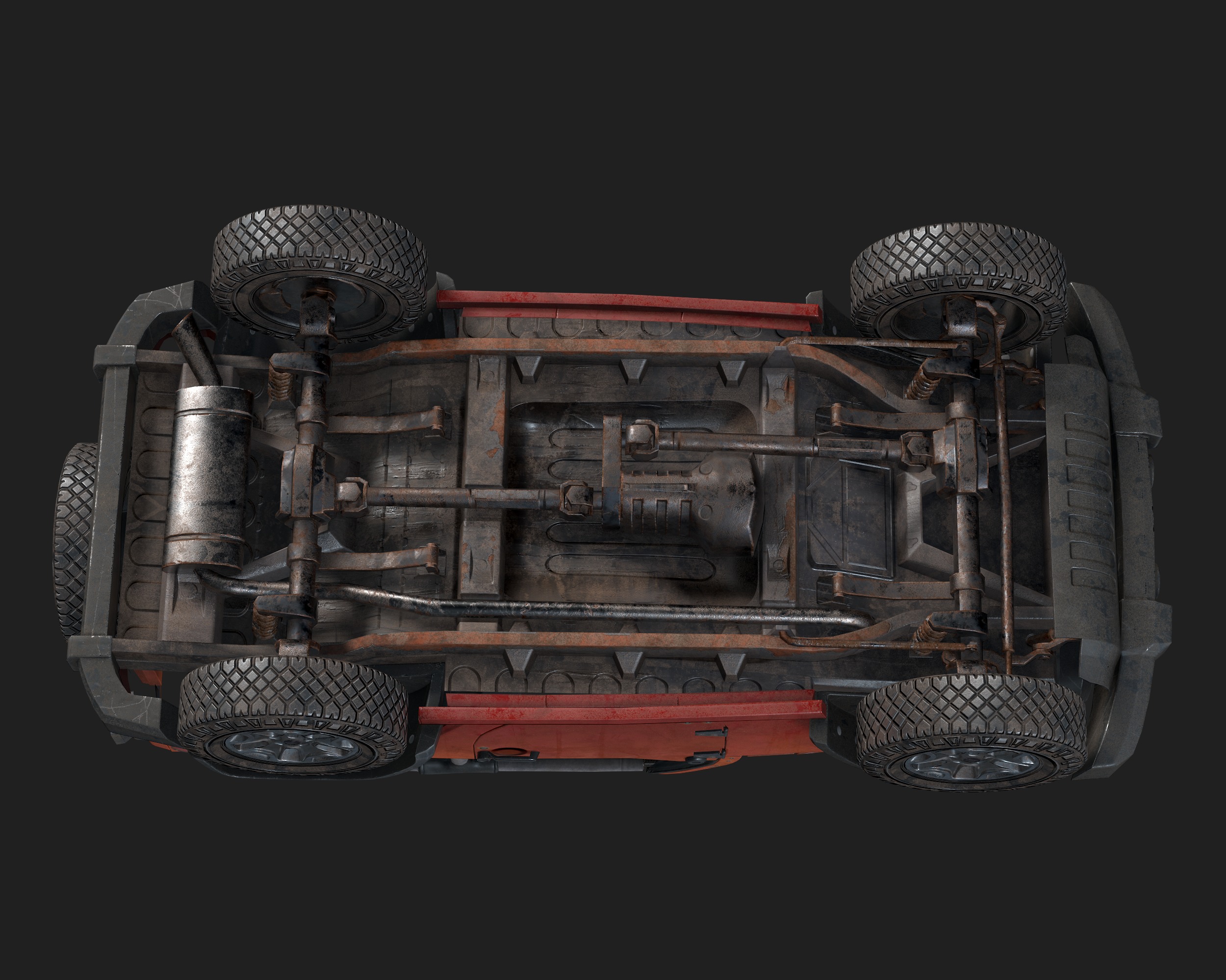 Jeep Wrangler red game ready model Low-poly 3D model_10