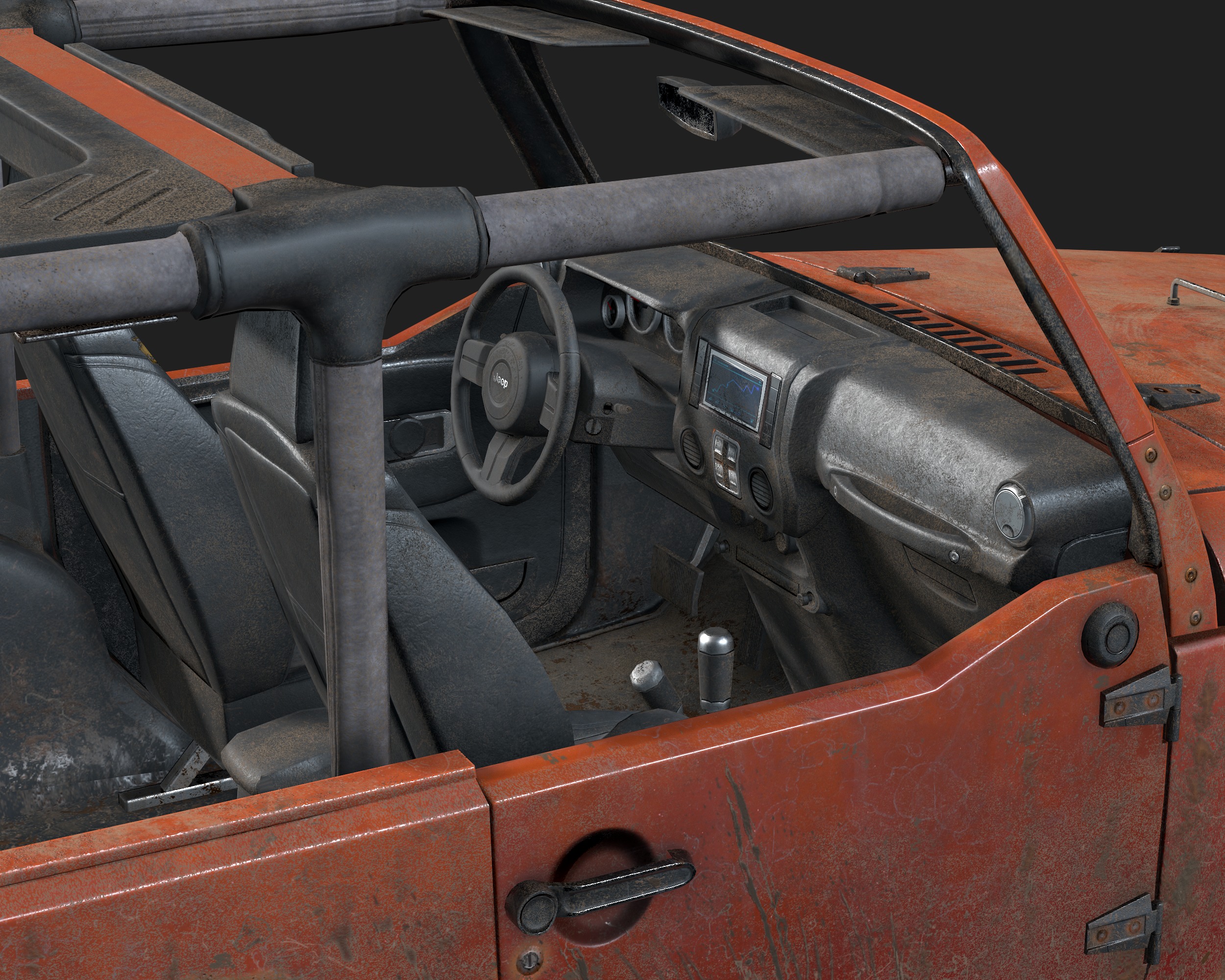 Jeep Wrangler red game ready model Low-poly 3D model_21