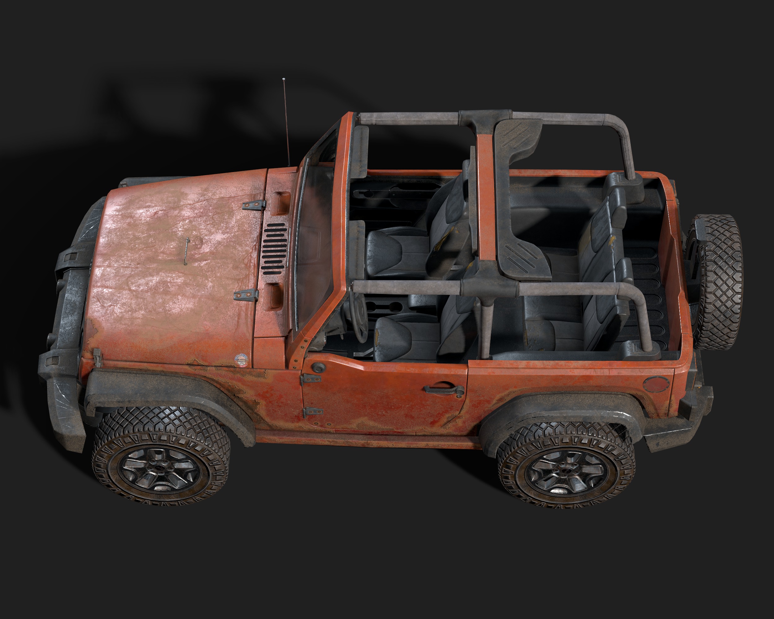 Jeep Wrangler red game ready model Low-poly 3D model_12