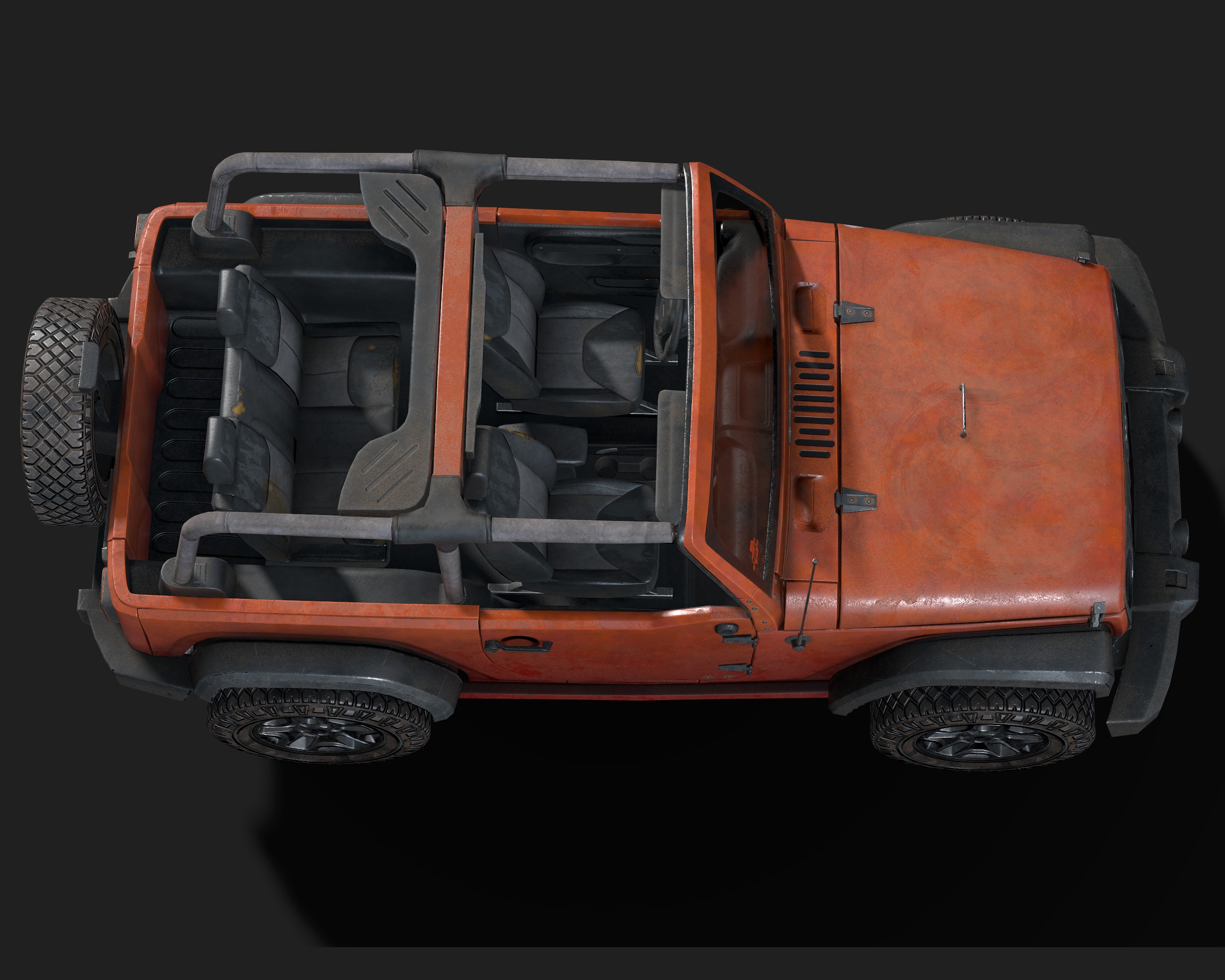 Jeep Wrangler red game ready model Low-poly 3D model_7