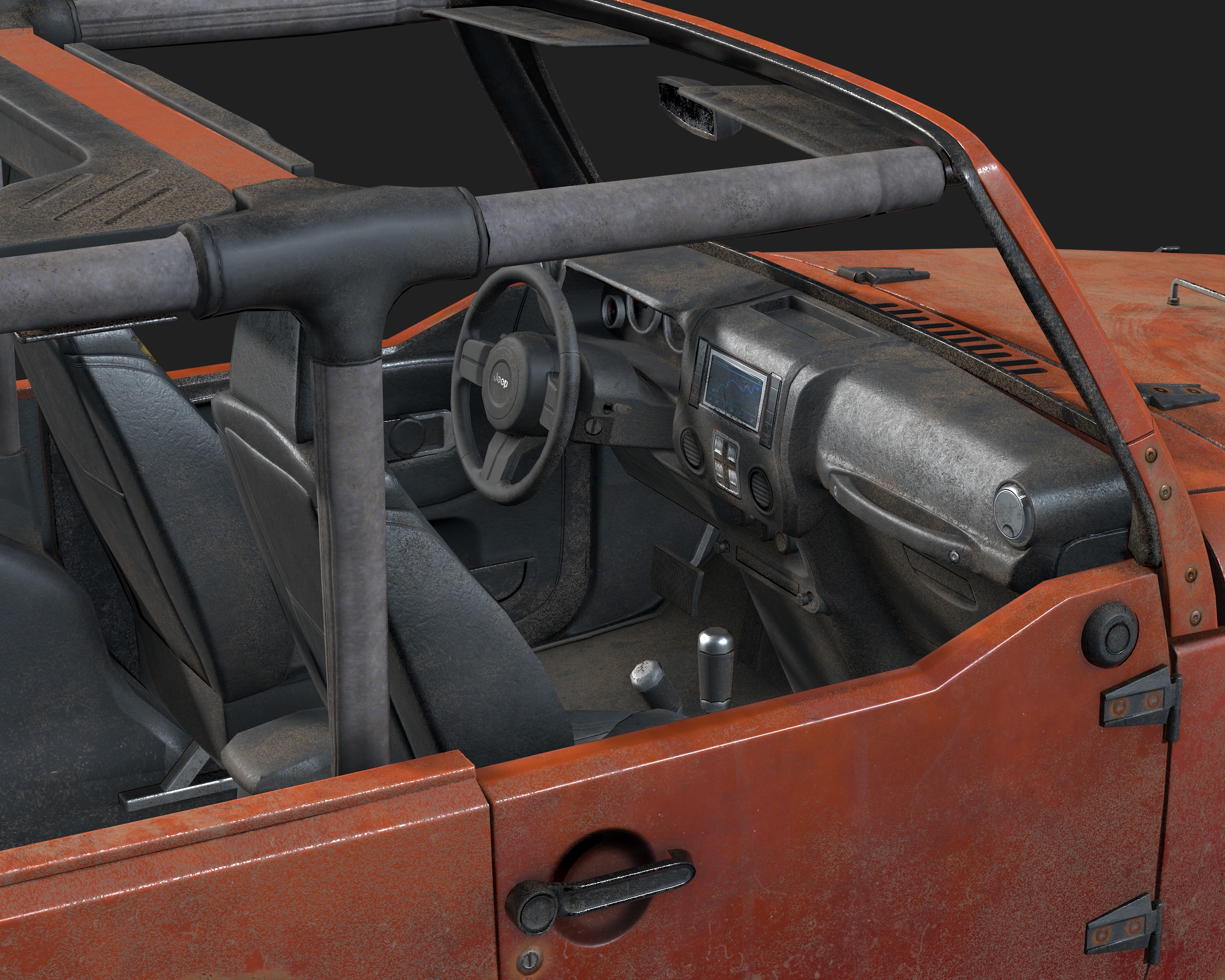 Jeep Wrangler red game ready model Low-poly 3D model_16