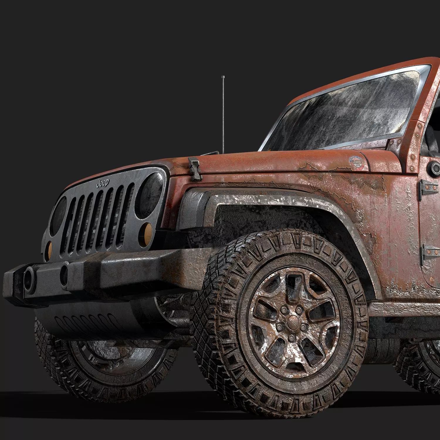 Jeep Wrangler red game ready model Low-poly 3D model_0