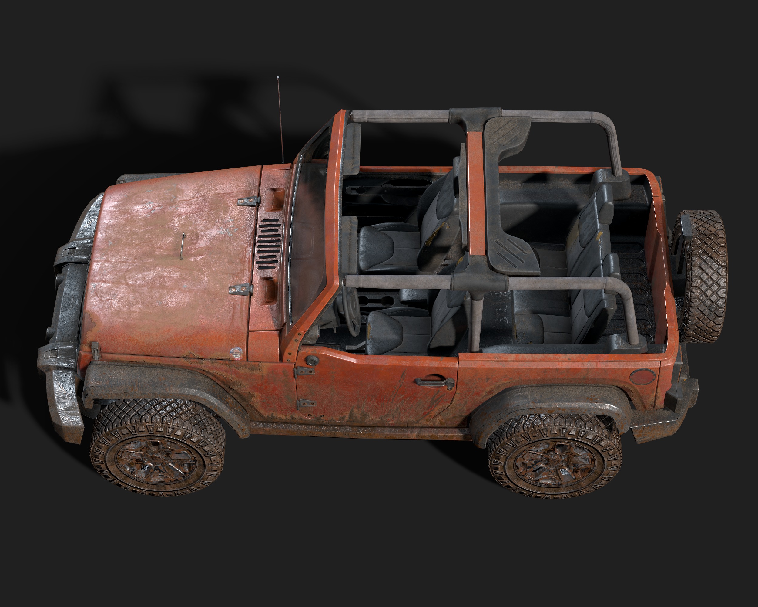 Jeep Wrangler red game ready model Low-poly 3D model_18