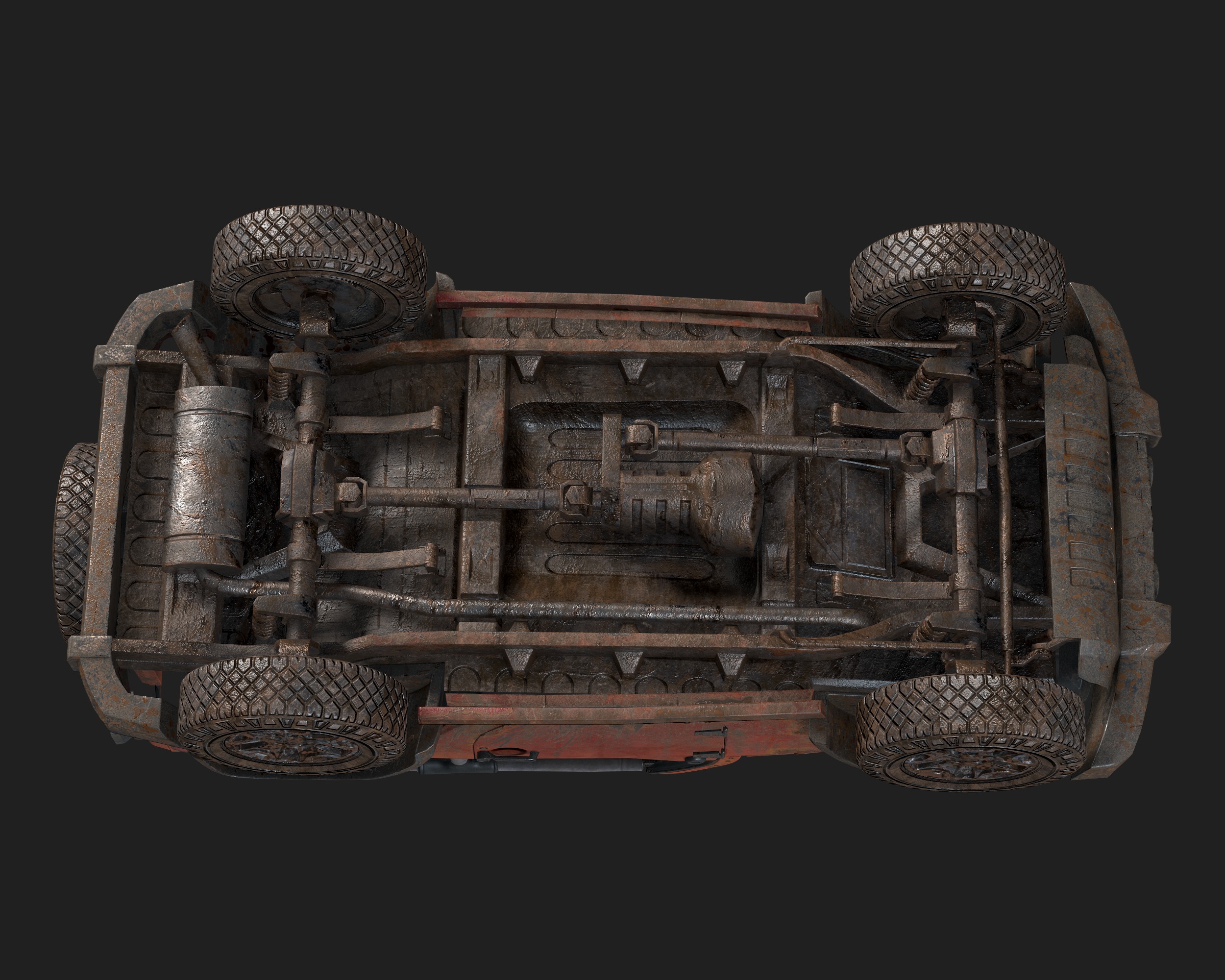 Jeep Wrangler red game ready model Low-poly 3D model_22