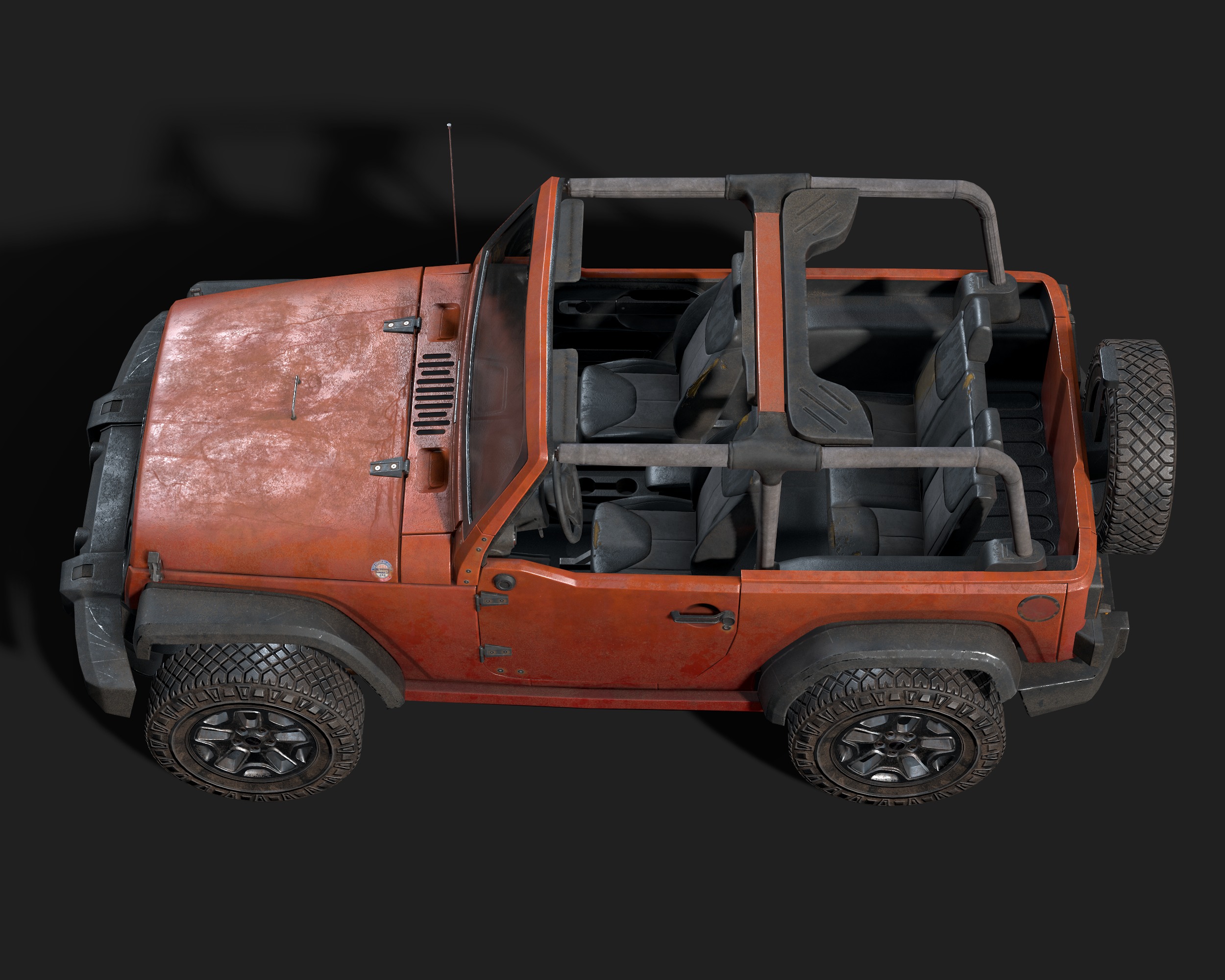Jeep Wrangler red game ready model Low-poly 3D model_6