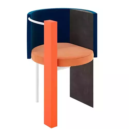 Thin Metal Framed Apart Chair with Upholstery 3D model