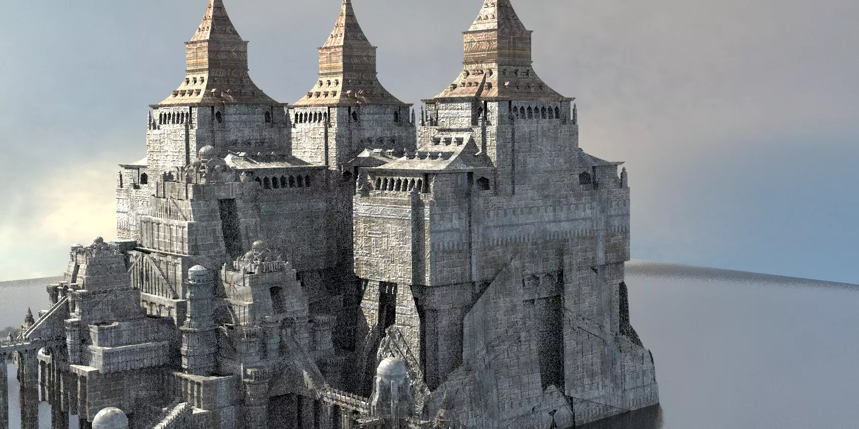 Medieval Germany style castle 3D model_0