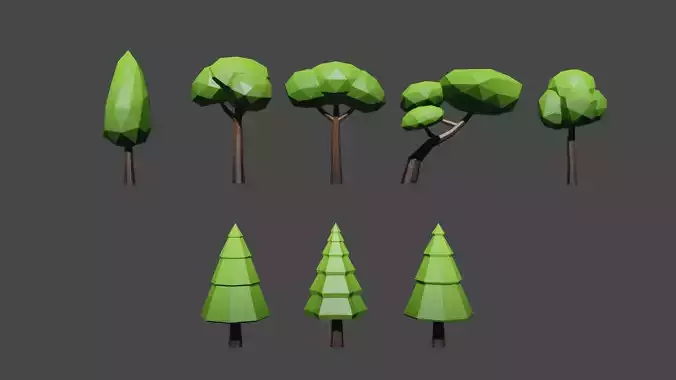 Low Poly Trees Pack no texture Free low-poly 3D model