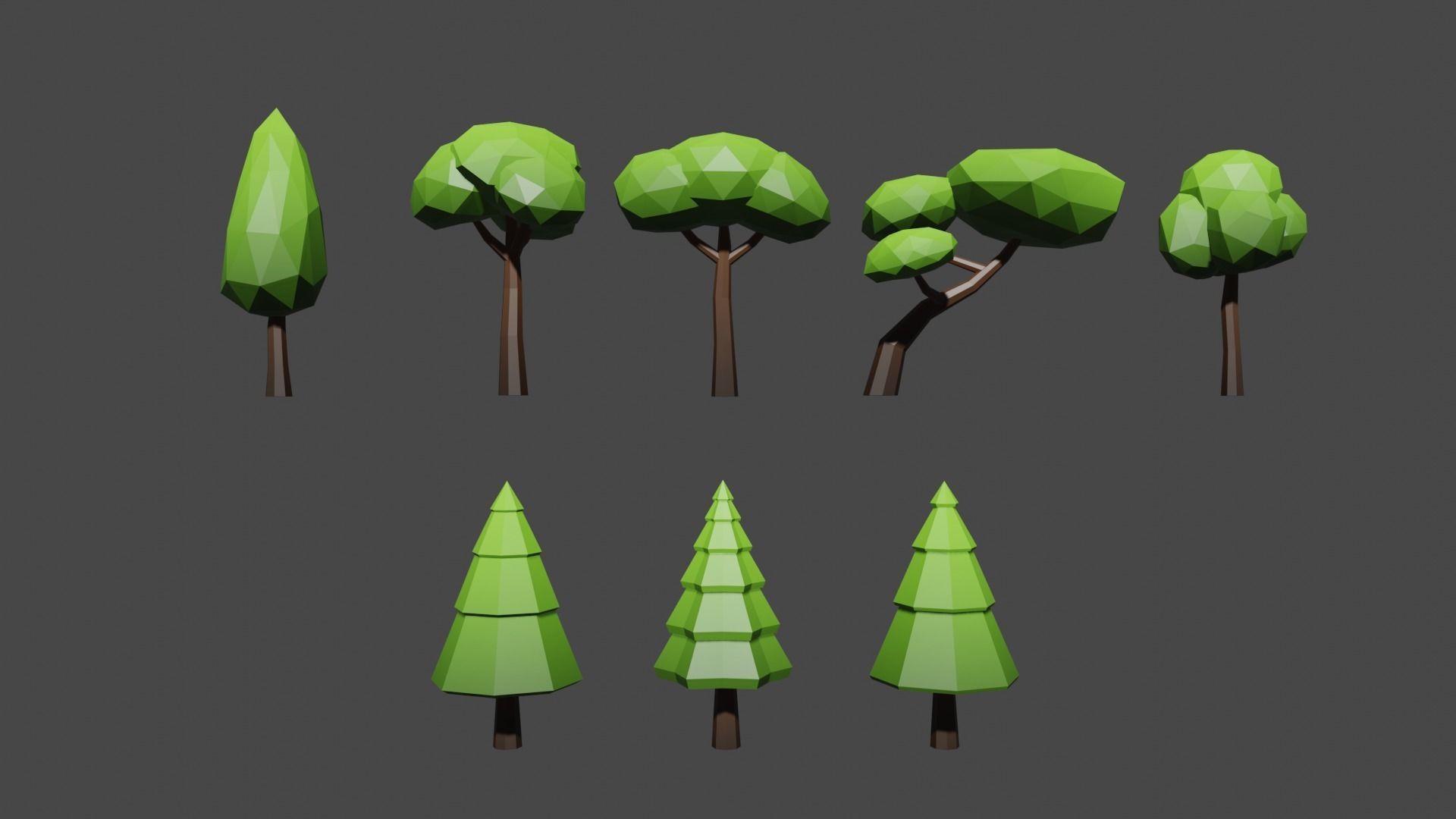 Low Poly Trees Pack no texture free VR / AR / low-poly 3D model | CGTrader