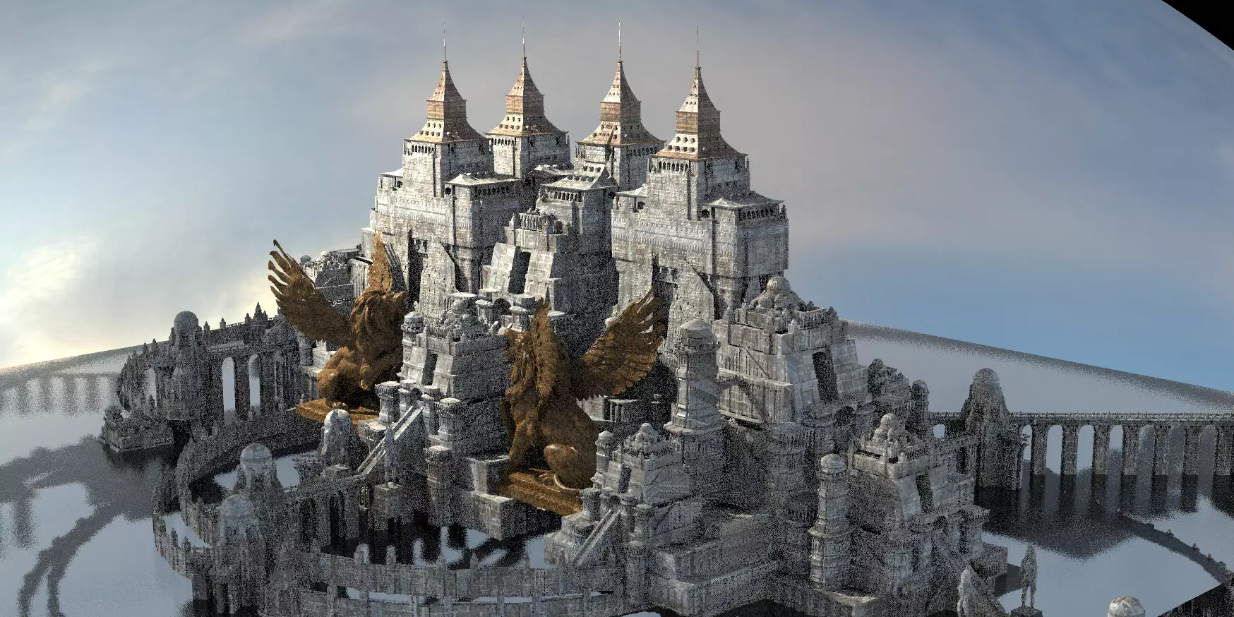 Kingdom of Crusaders Fantasy Castle Kit bash 3D model_0