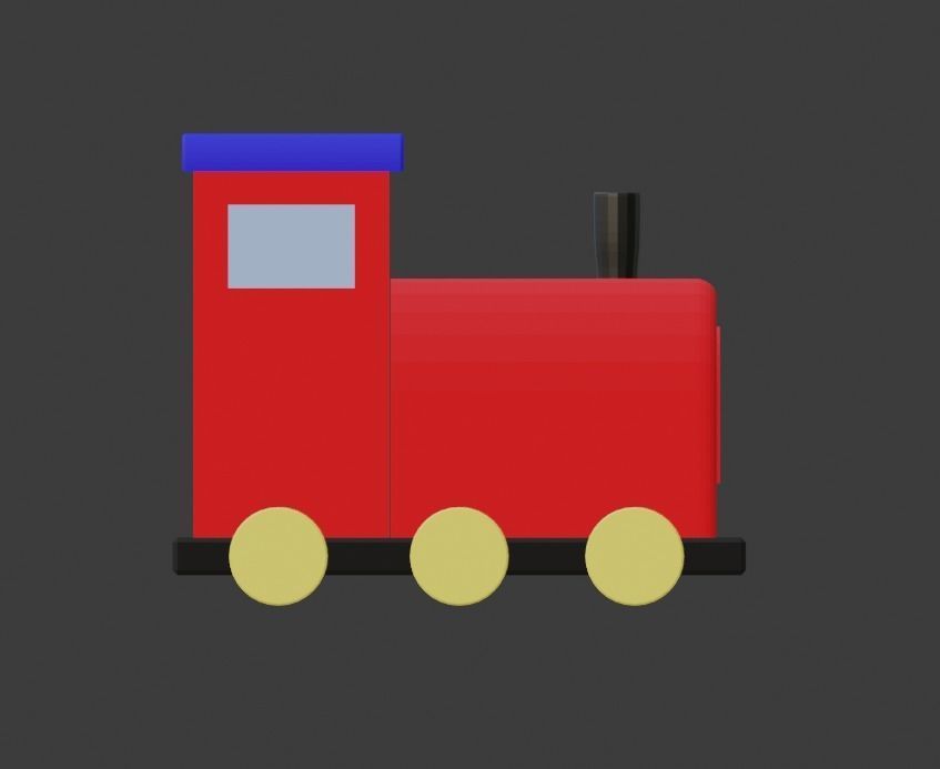 Wooden Toy Train Low-poly 3D model_1
