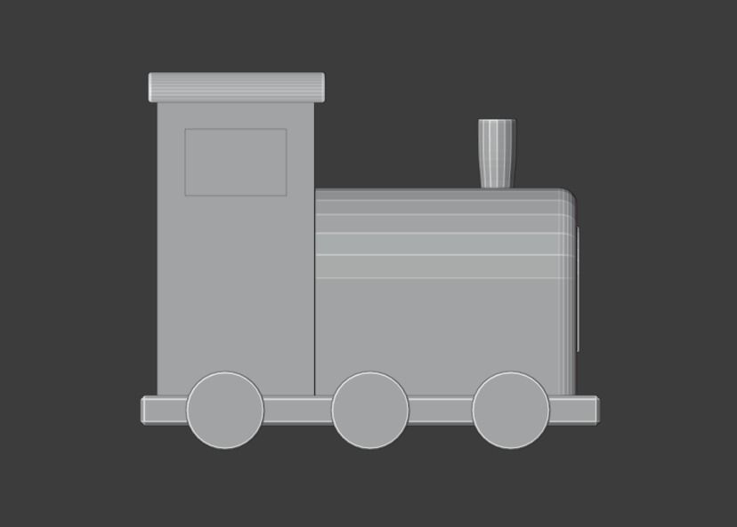 Wooden Toy Train Low-poly 3D model_4