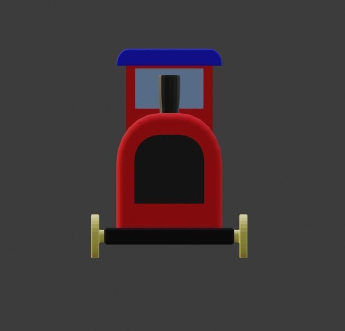 Wooden Toy Train Low-poly 3D model_2