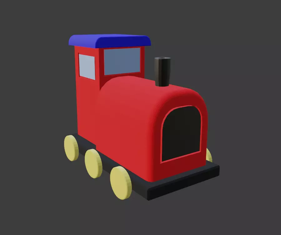 Wooden Toy Train Low-poly 3D model_0
