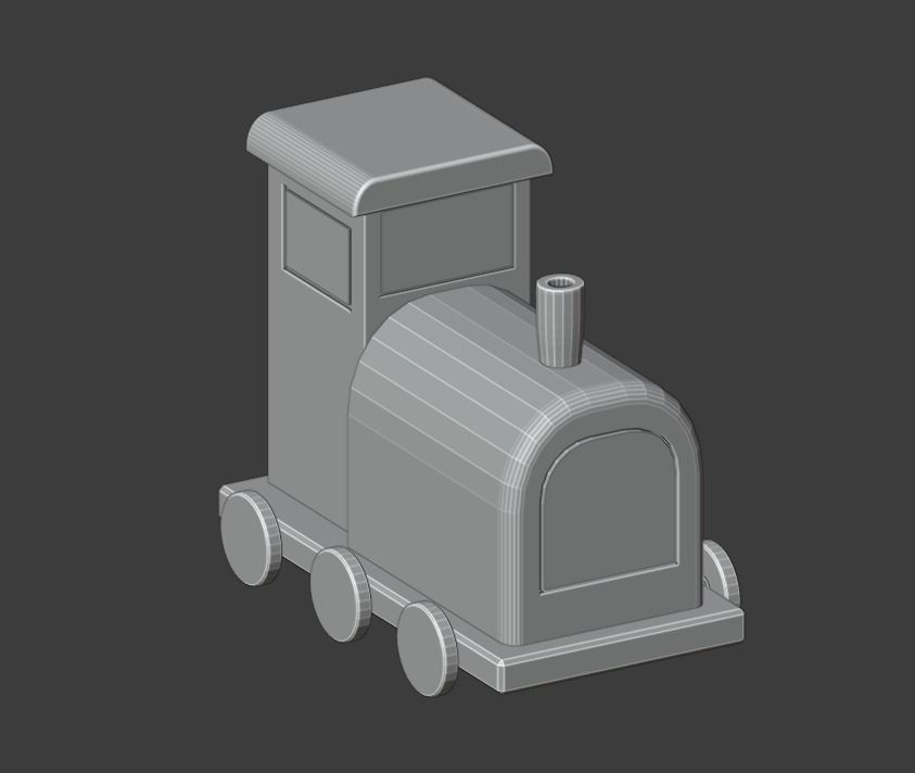 Wooden Toy Train Low-poly 3D model_3
