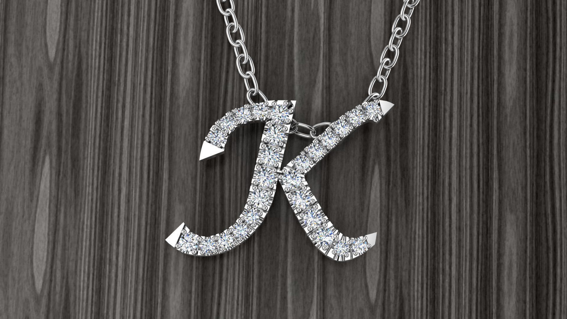 Jewelry Alphabet Pendant K 3D print model_4