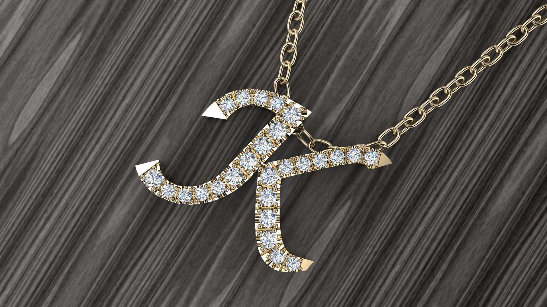 Jewelry Alphabet Pendant K 3D print model_6