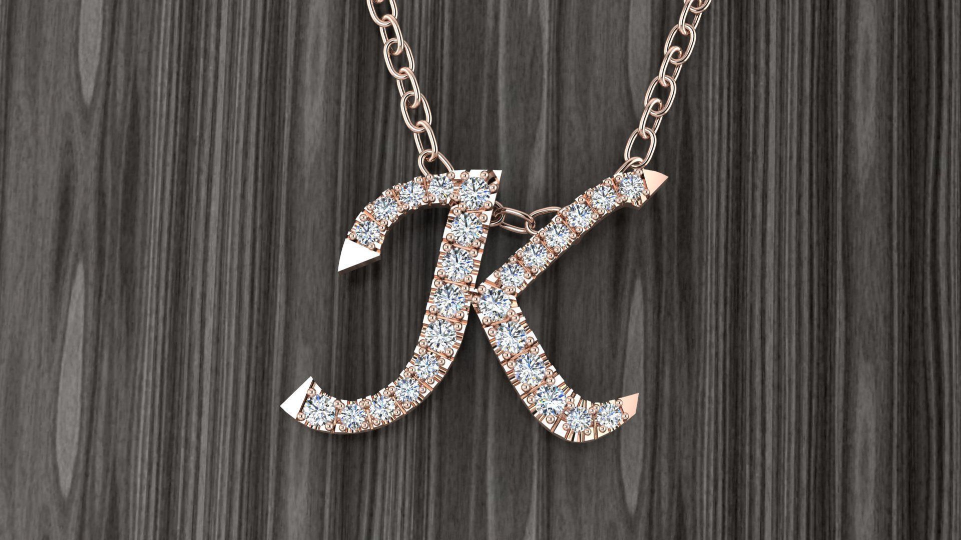 Jewelry Alphabet Pendant K 3D print model_9
