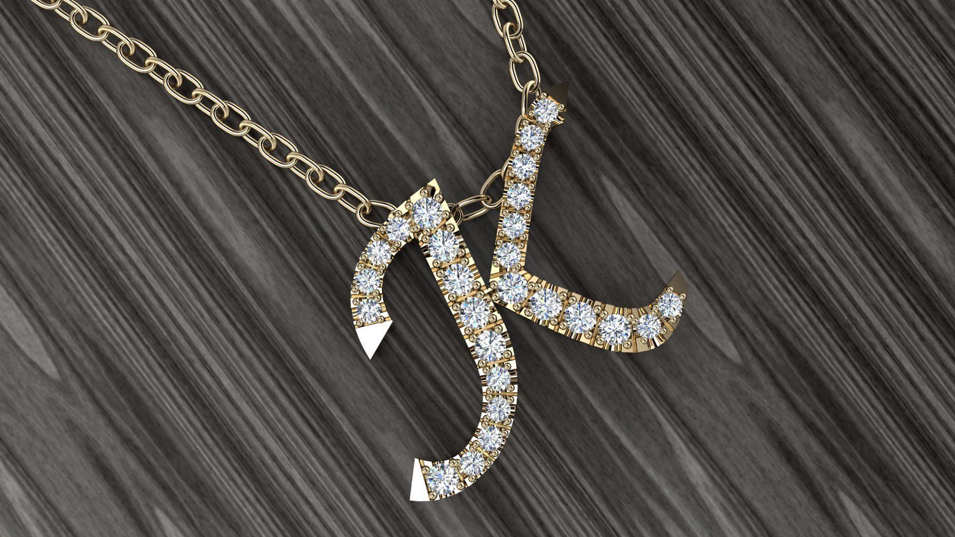 Jewelry Alphabet Pendant K 3D print model_7