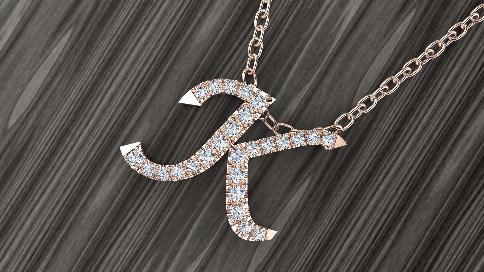 Jewelry Alphabet Pendant K 3D print model_8