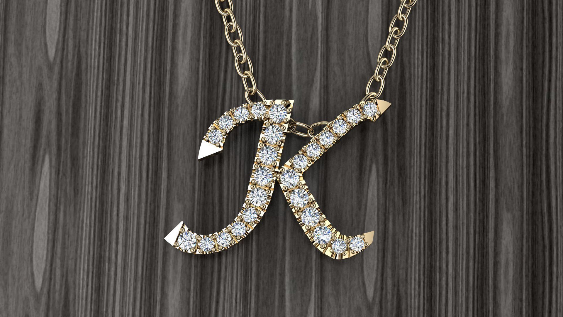 Jewelry Alphabet Pendant K 3D print model_12