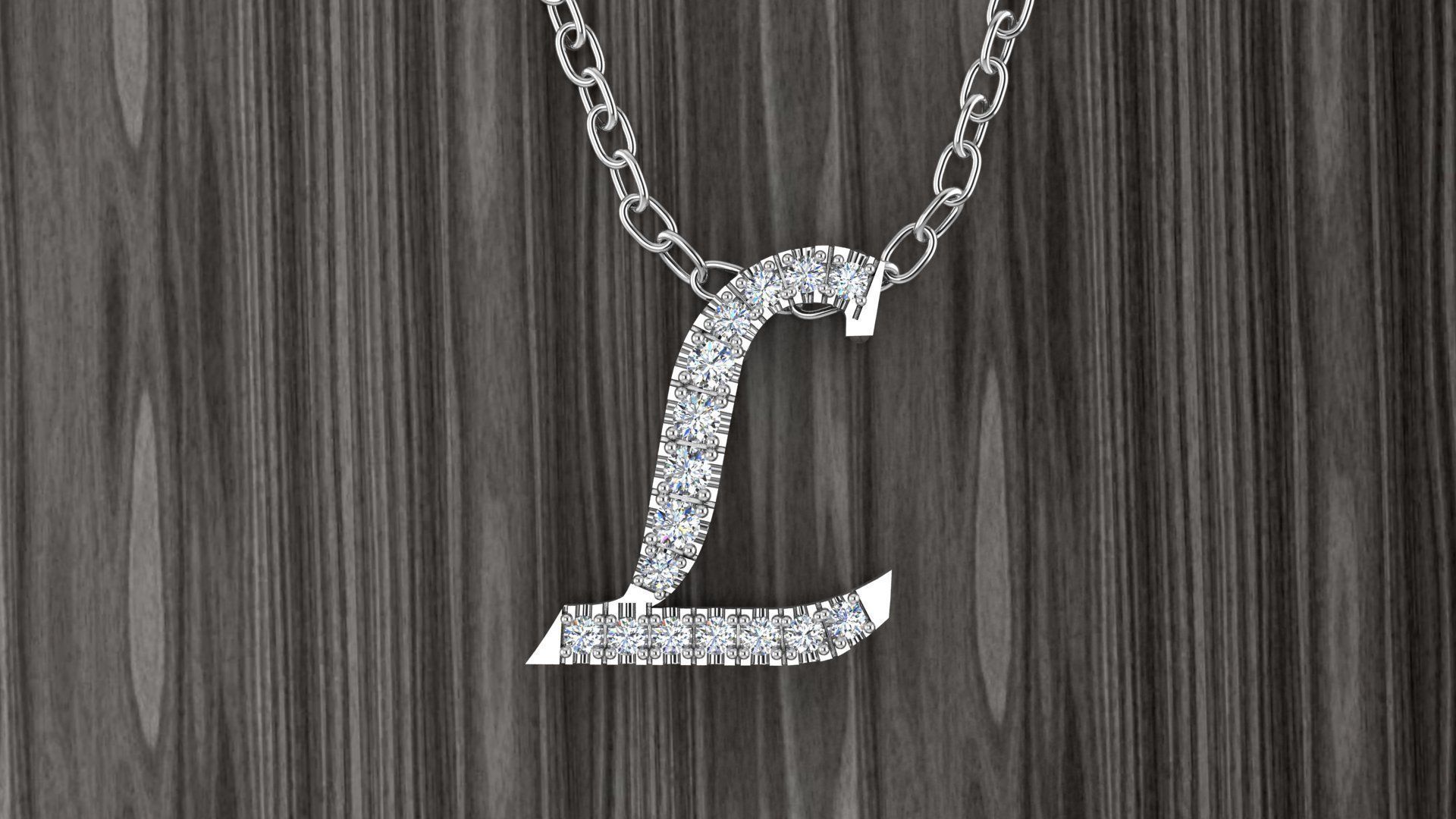 Jewelry Alphabet Pendant L 3D print model_15