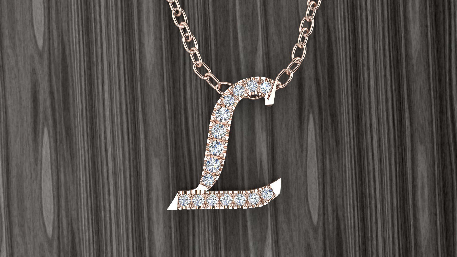 Jewelry Alphabet Pendant L 3D print model_3