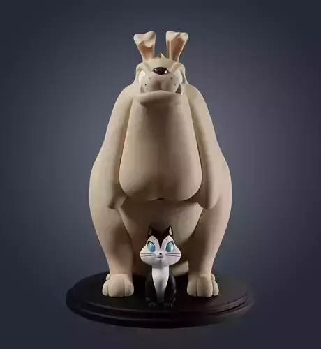 Hector the Bulldog and Kitten