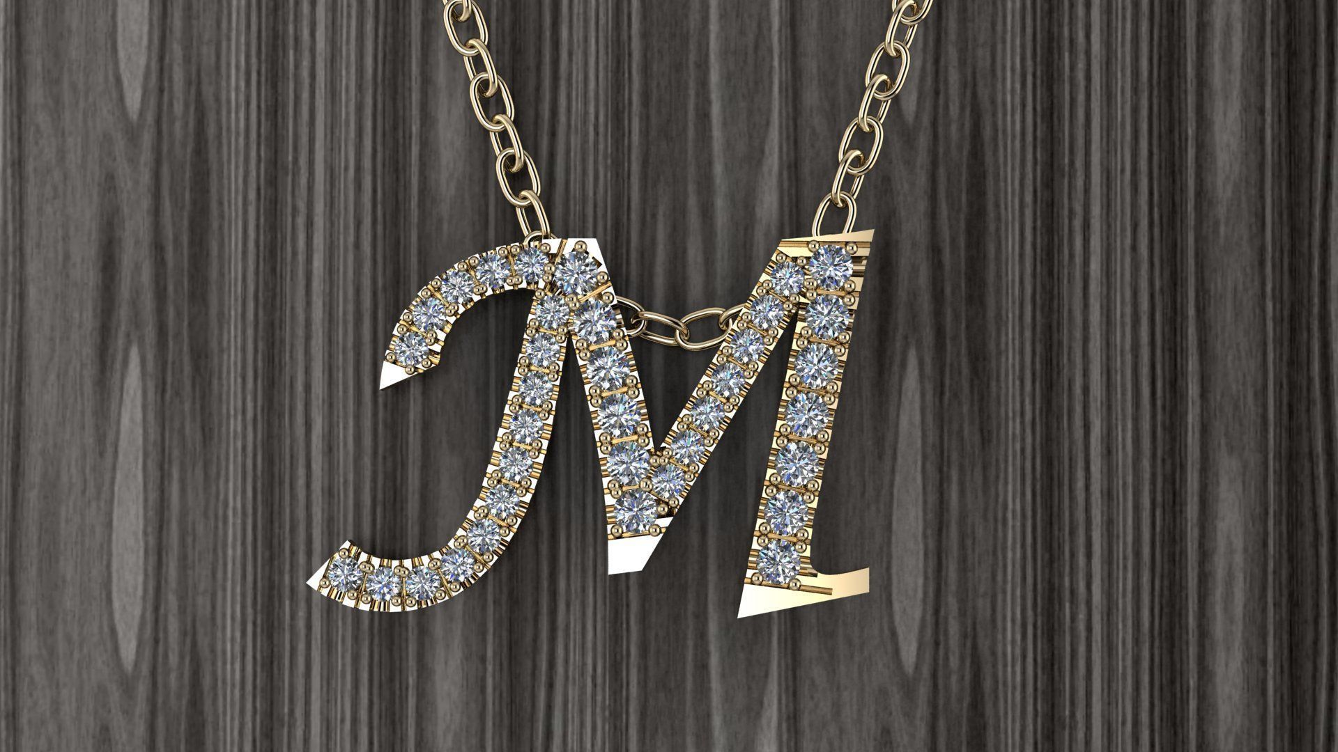 Jewelry Alphabet Pendant M 3D print model_14