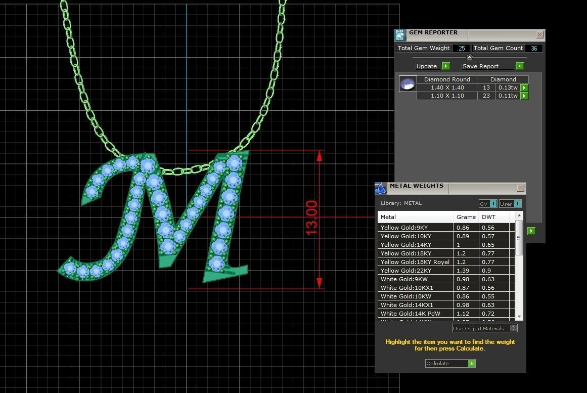 Jewelry Alphabet Pendant M 3D print model_1