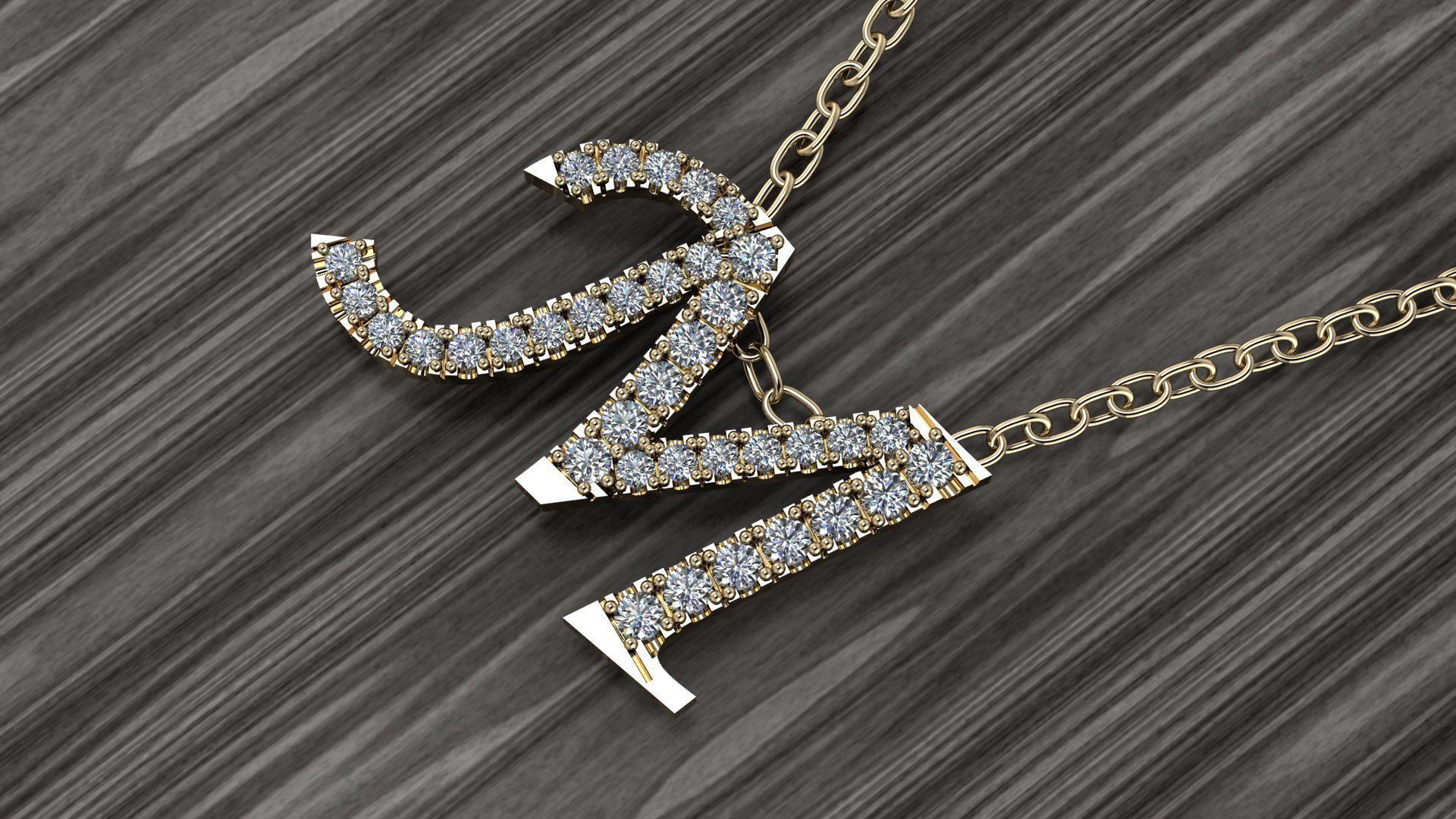 Jewelry Alphabet Pendant M 3D print model_7