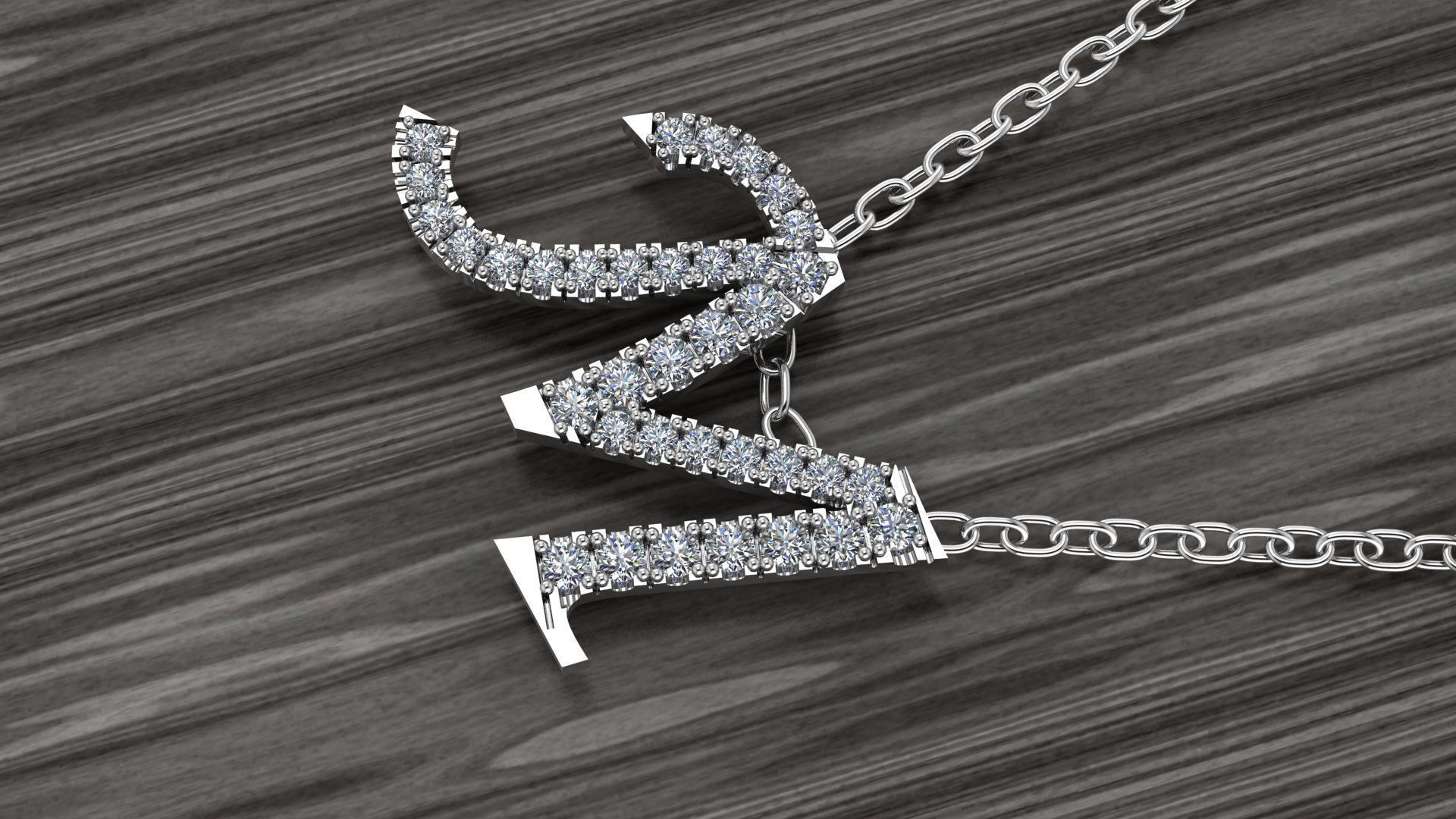 Jewelry Alphabet Pendant M 3D print model_9