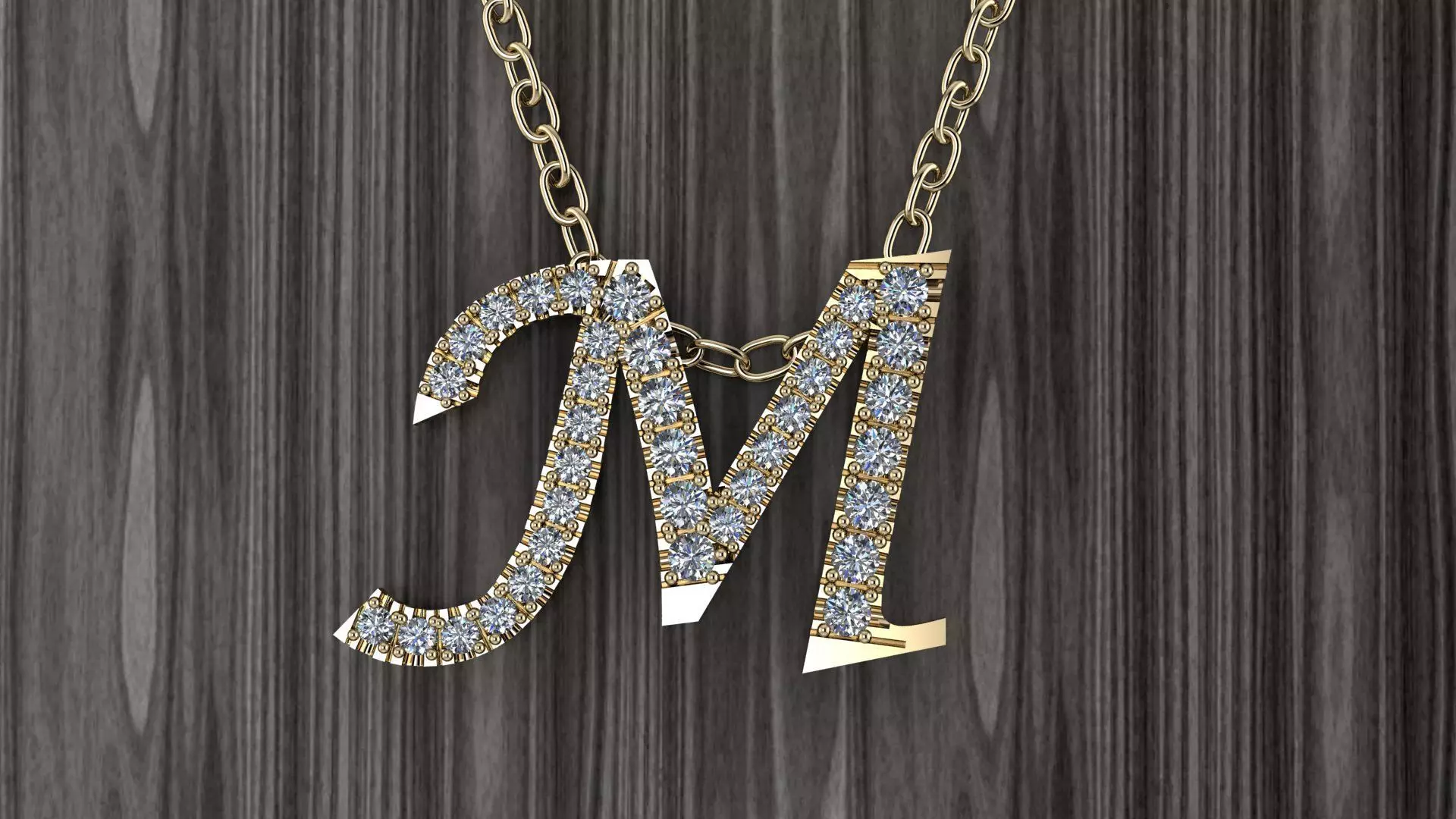 Jewelry Alphabet Pendant M 3D print model_0