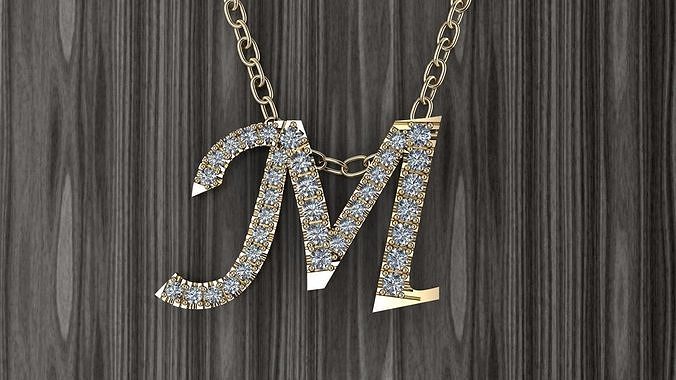 Jewelry Alphabet Pendant M 3D print model