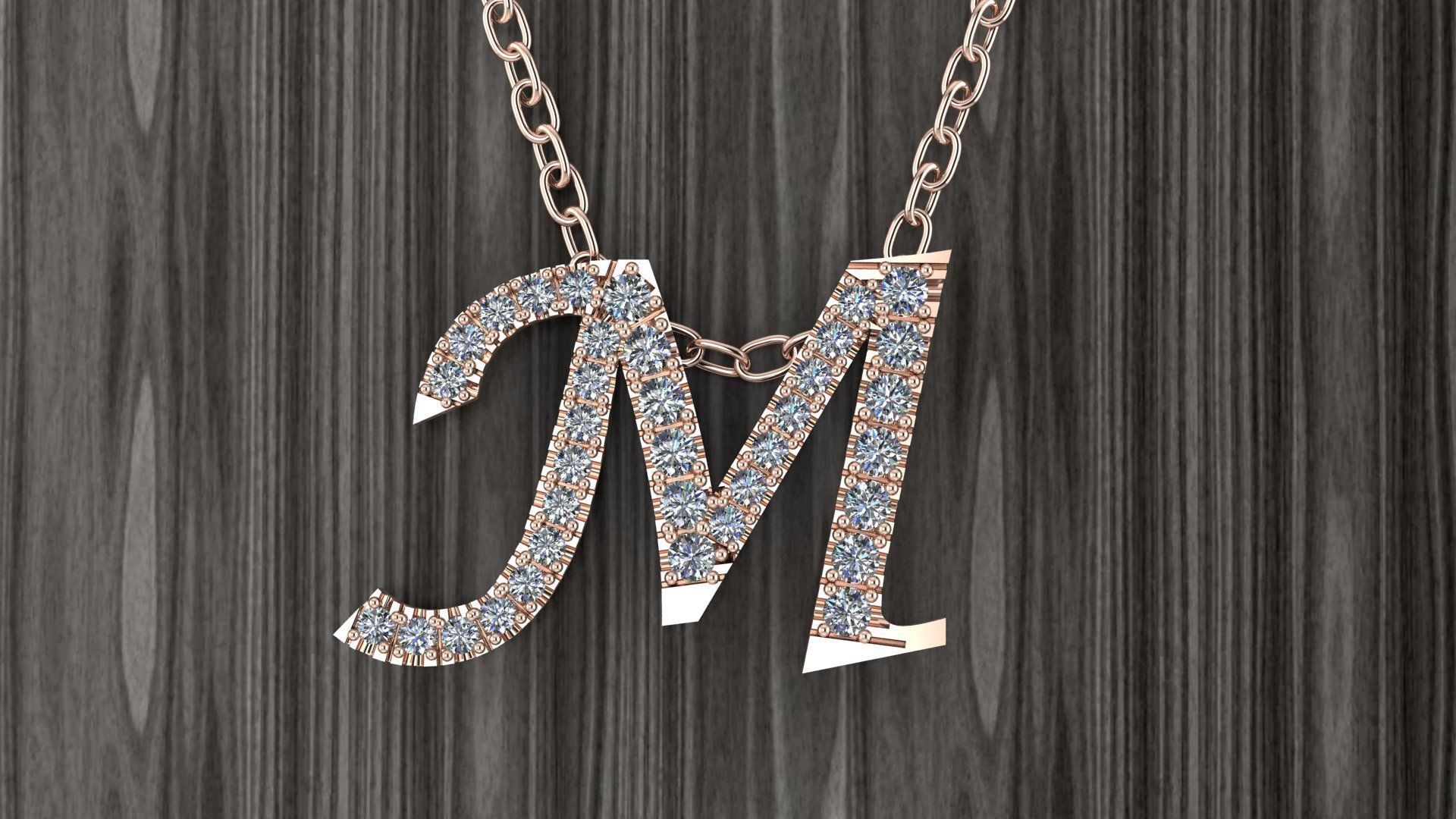 Jewelry Alphabet Pendant M 3D print model_11
