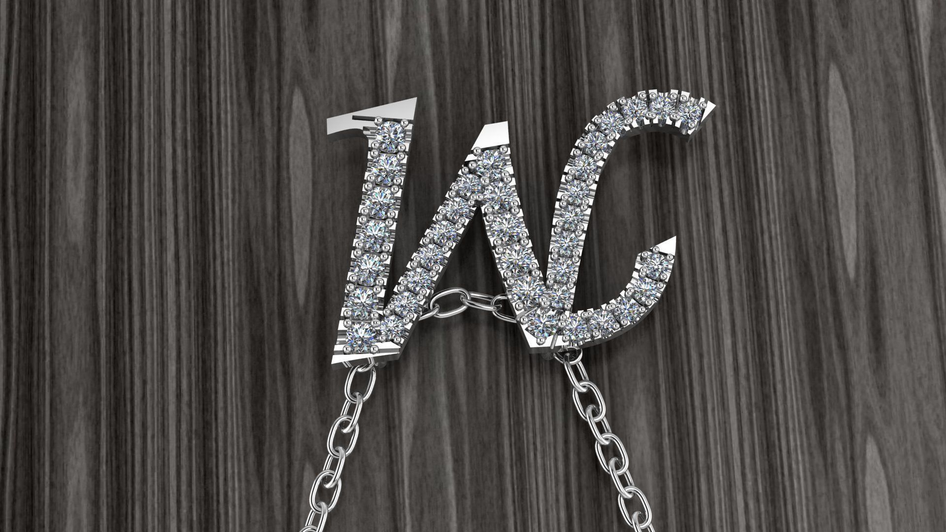 Jewelry Alphabet Pendant M 3D print model_3