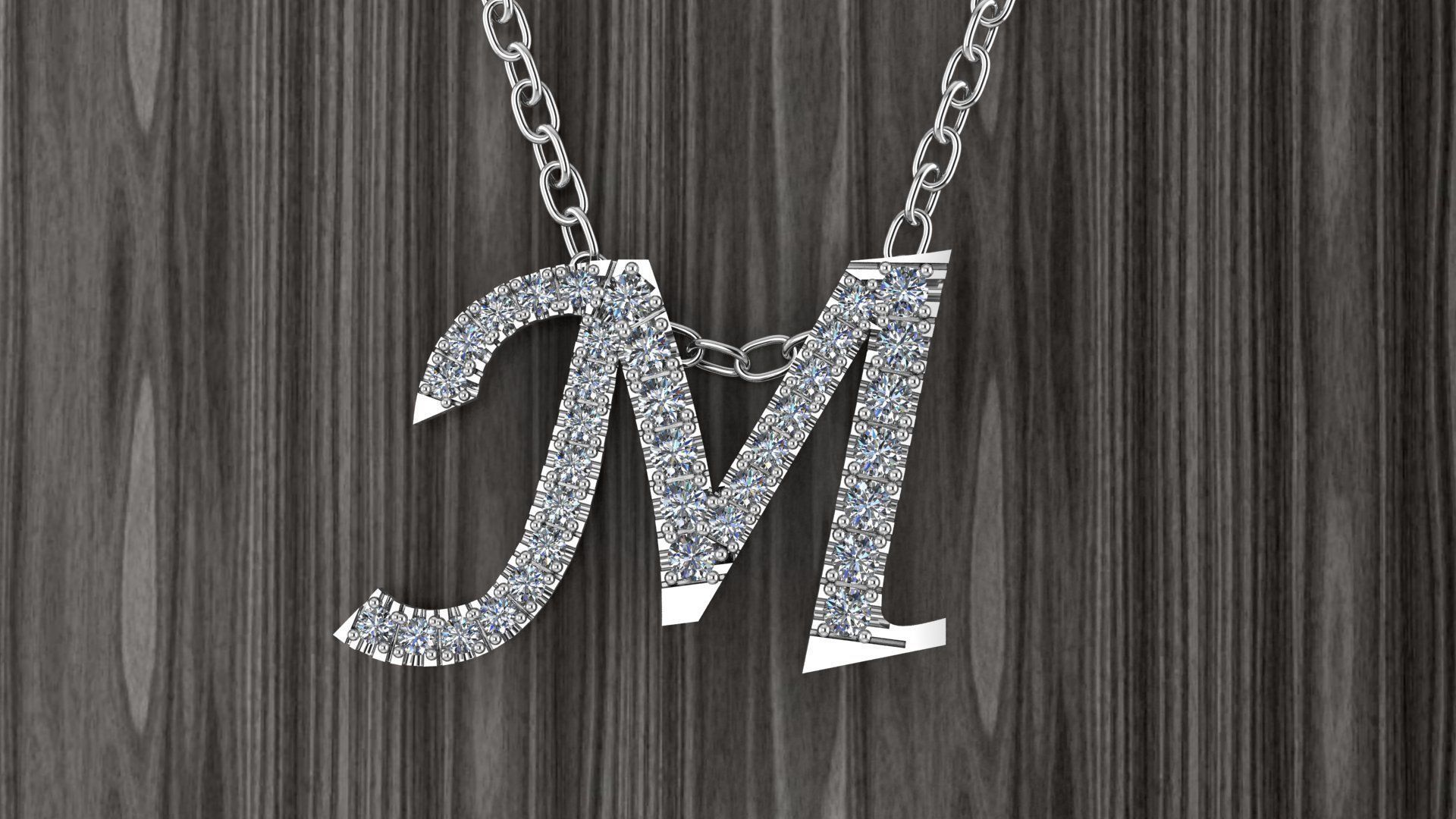 Jewelry Alphabet Pendant M 3D print model_8