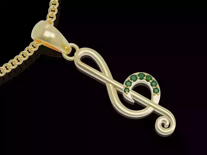 Music notation pendant  gold 3D printable model