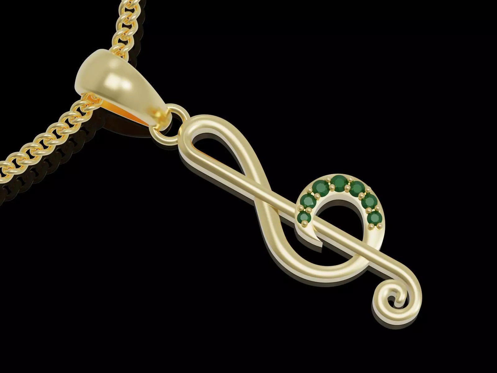 Music notation pendant gold 3D printable model 3D print model