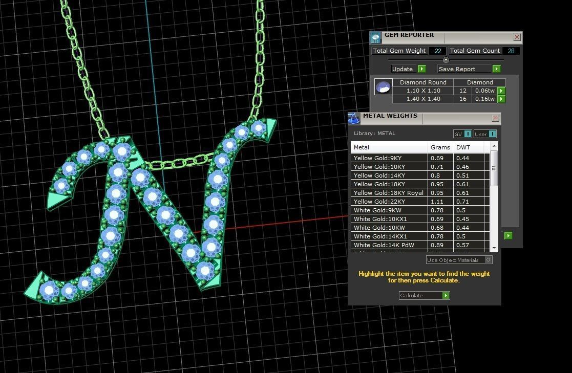 Jewelry Alphabet Pendant N 3D print model_1