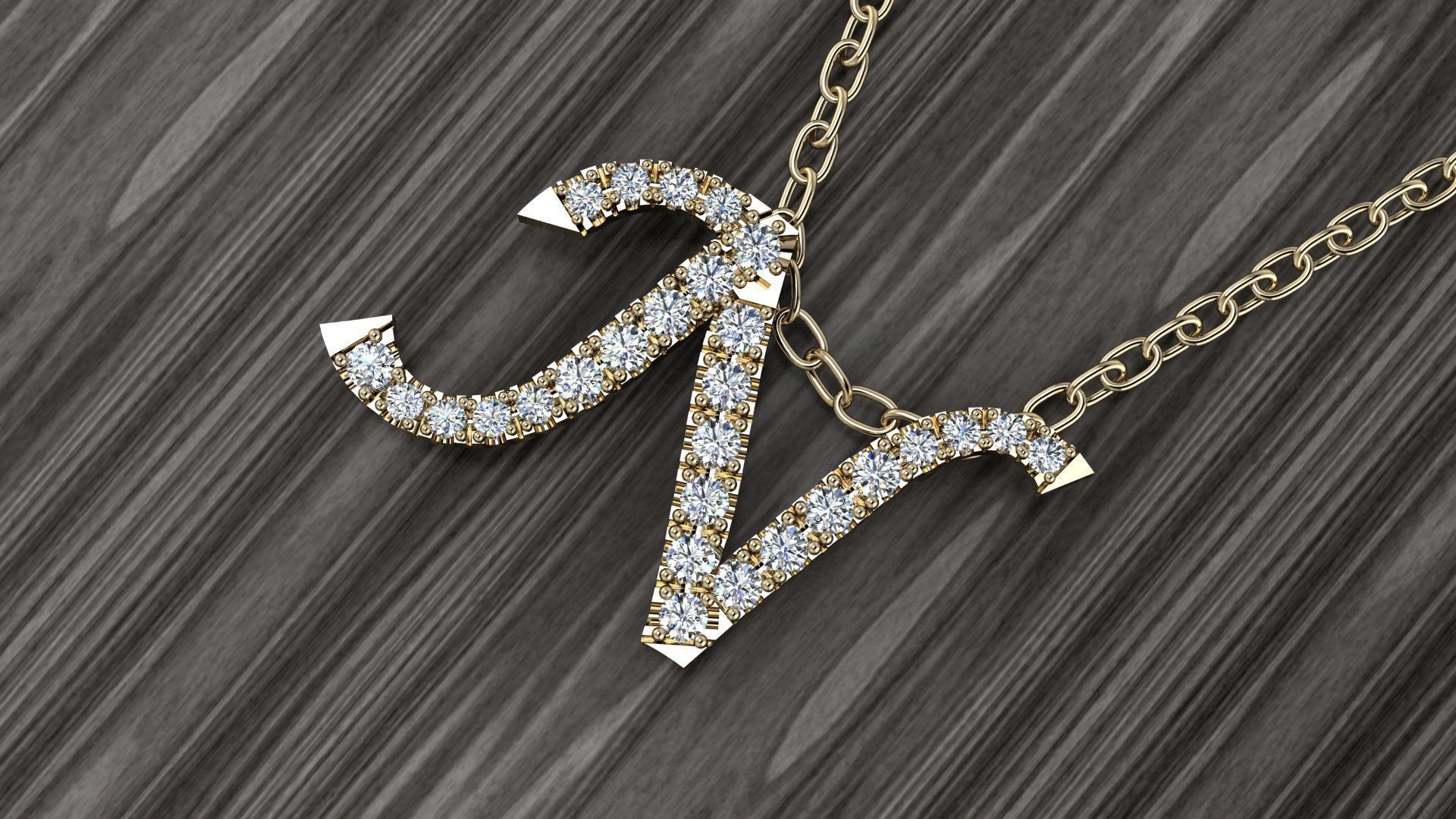 Jewelry Alphabet Pendant N 3D print model_9