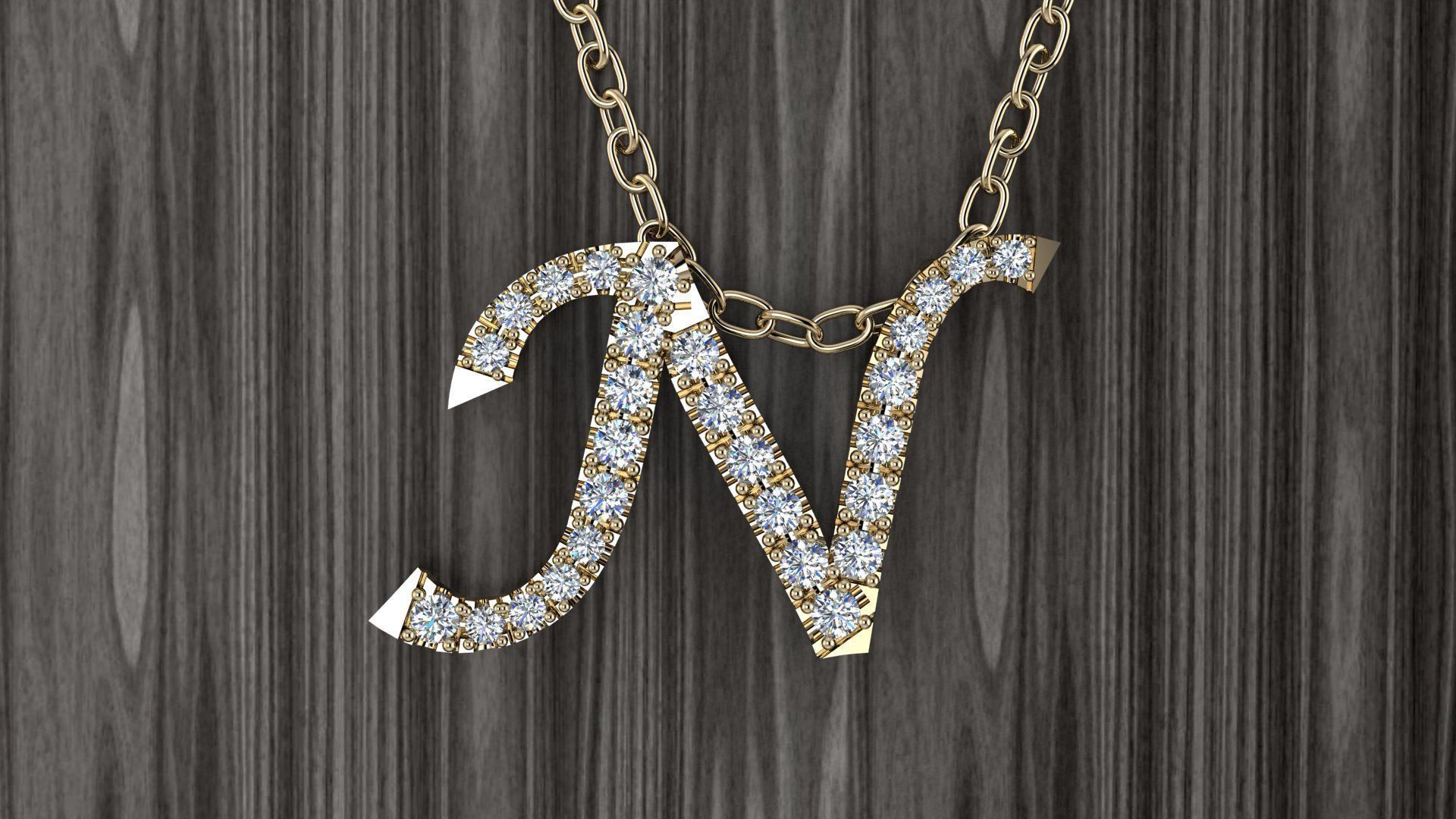 Jewelry Alphabet Pendant N 3D print model_7