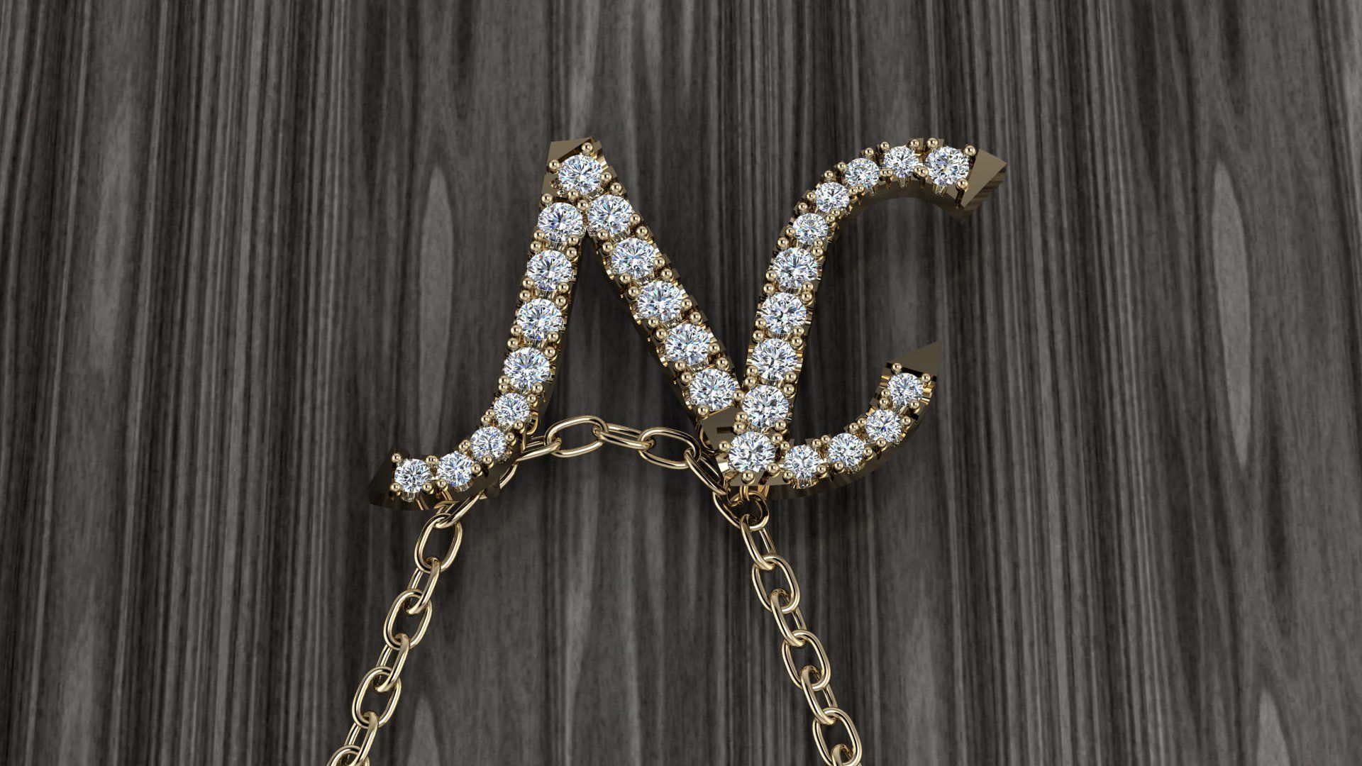 Jewelry Alphabet Pendant N 3D print model_3