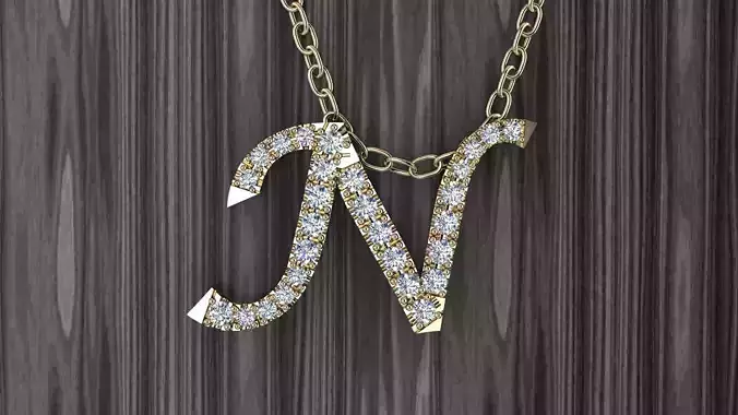 Jewelry Alphabet Pendant N 3D print model