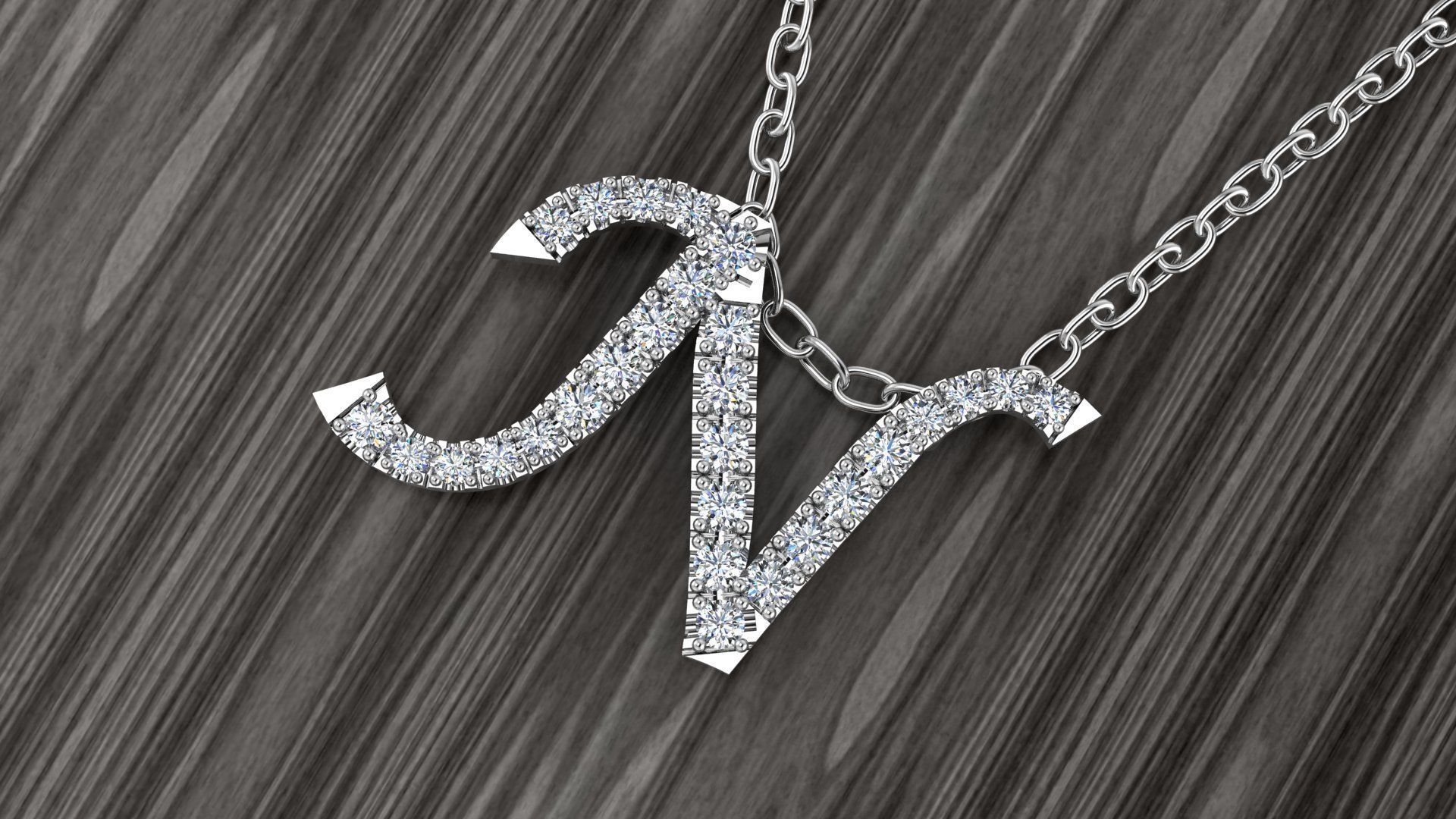 Jewelry Alphabet Pendant N 3D print model_13