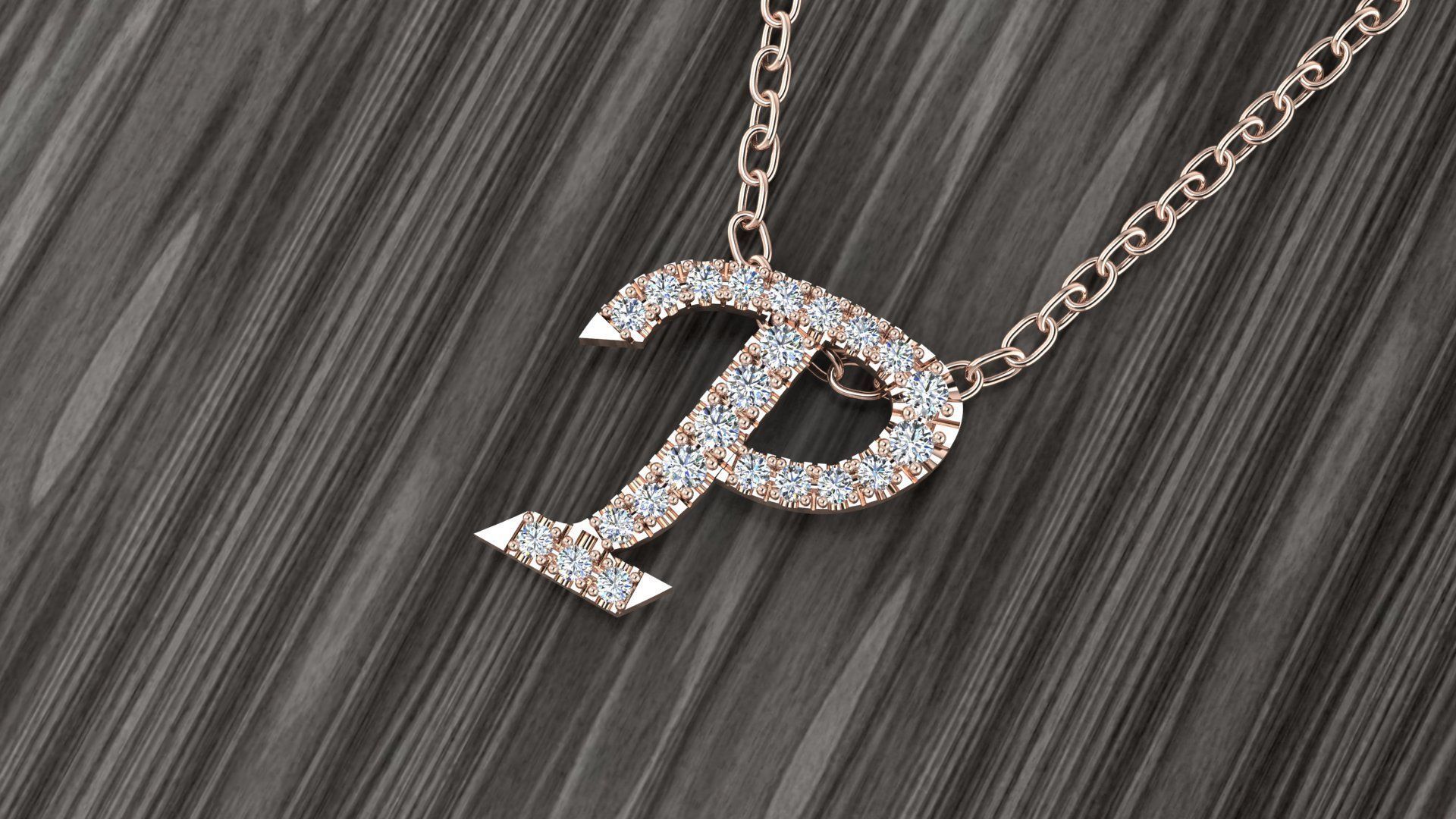 Jewelry Alphabet Pendant P 3D print model_2